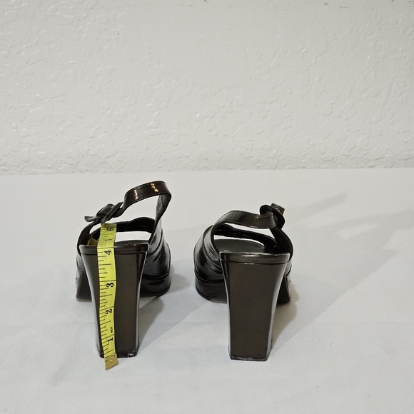 Joan & David Chunky Open Toe Slingback Leather Pumps Ladies Size 8M - Picture 5 of 6